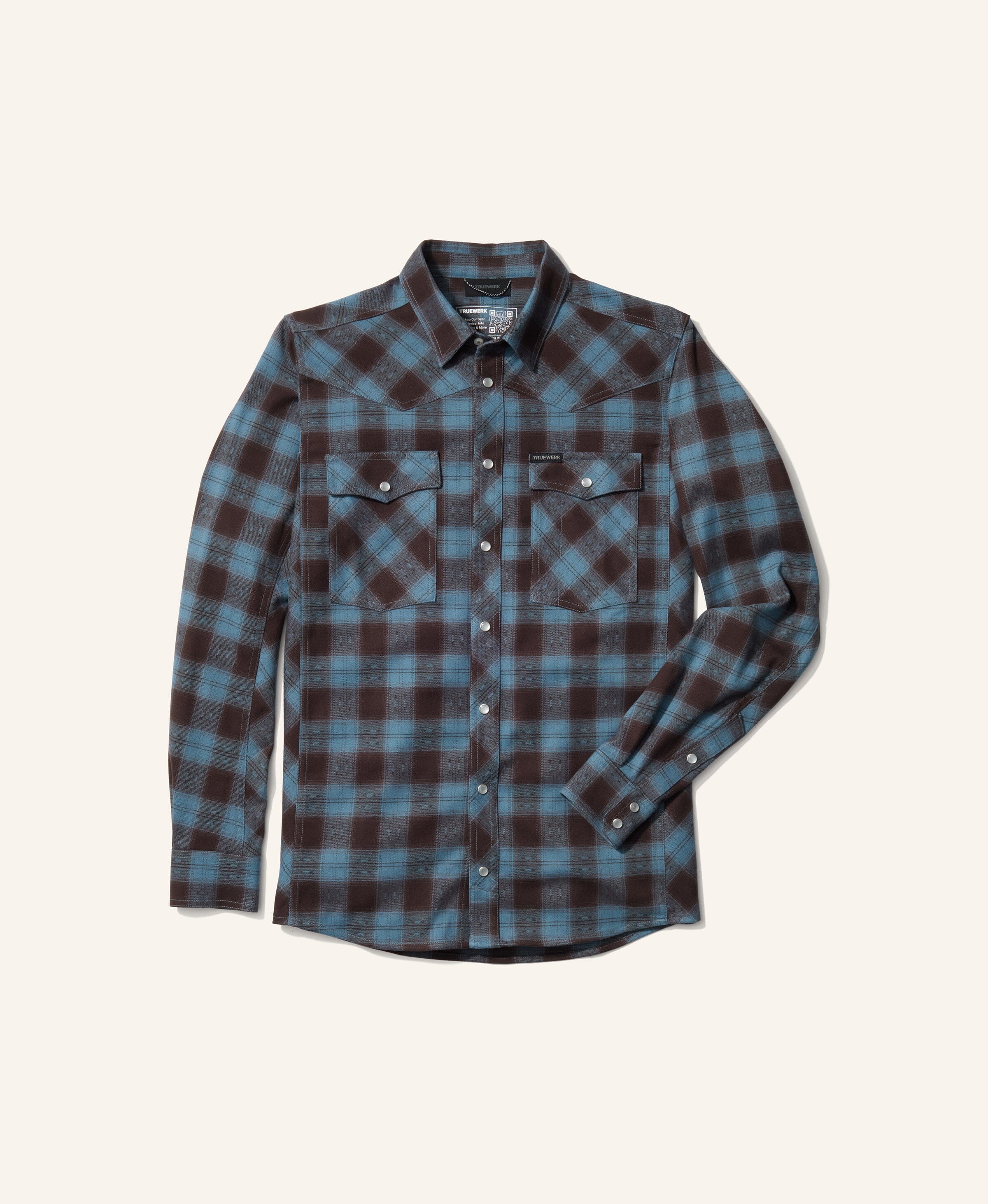 Ember Western Flannel Long Sleeve WerkShirt Truewerk Western Blue/Brown  #color_Blue/Brown